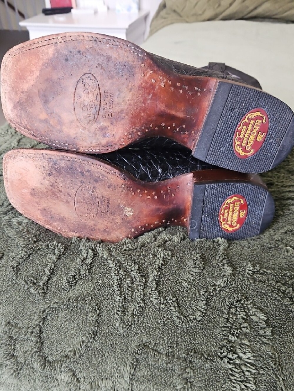 Men's Black Exotic Leather Western Boots Caiman Alligator - Picture 4 of 8